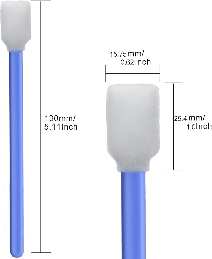 Wellgler's 5.11" Foam Swabs, Printer Cleaning Swabs for Print Heads, Cars, Camera Lenses, Optical Devices (200 Pieces Blue)