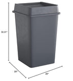 Krollen Industrial 35 Gallon Grey Square Commercial Trash Can with Lid