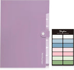 SKYDUE File Folder with Labels, Accordion File Organizer with 8 Pockets, Portable Document Organizer, A4 Letter Size, Paper Organizer for Office, Purple