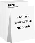 OcePor 200 Sheets White Cardstock 8.5” x 11”, 92lb/250gsm Card Stock, Thick Card Stock Paper, Heavy Cardstock Paper for Printer, Resume, Scrapbooks, Art, Crafts, Business Cards