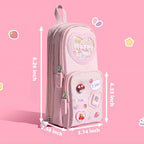 Fiaoudm Large Capacity Kawaii Pink Pencil Case & Pencil Pouch – Cute 3-Compartment Stationery Organizer for School Supplies, Office, and Travel | Ideal Gift for Girls and Art Lovers