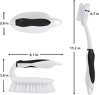 HileSwan Scrub Brush Set, 4 Pack Deep Cleaning Brush Kit - 2 Scrub Brush, 2 Tile & Grout Brush with Built-in Scraper, Household Commercial Scrubber for Floor, Shower, Pool Wall, Tub (Black)