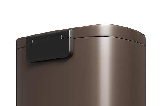 Garvee 13 gal (50 L) and 2.6 gal (10 L) Metal Trash Can Combo Set, Rustproof Garbage Can with Lid, Step-on Trash Bin with Inner Bucket, Rear Handle, Brown
