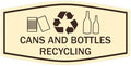 Fancy Cans and Bottles Recycling Sign (Ivory/Dark Brown) - Large
