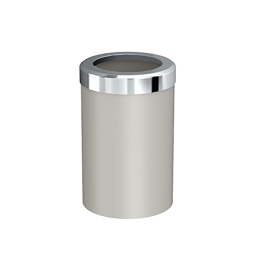 Gatco Modern Round Wastebasket, Matte Pearl and Chrome Combo - Stainless Steel Trash Can with Removable Lid, Leakproof, 3 Gallon Capacity for Bathroom, Bedroom, Kitchen, or Office