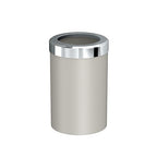 Gatco Modern Round Wastebasket, Matte Pearl and Chrome Combo - Stainless Steel Trash Can with Removable Lid, Leakproof, 3 Gallon Capacity for Bathroom, Bedroom, Kitchen, or Office