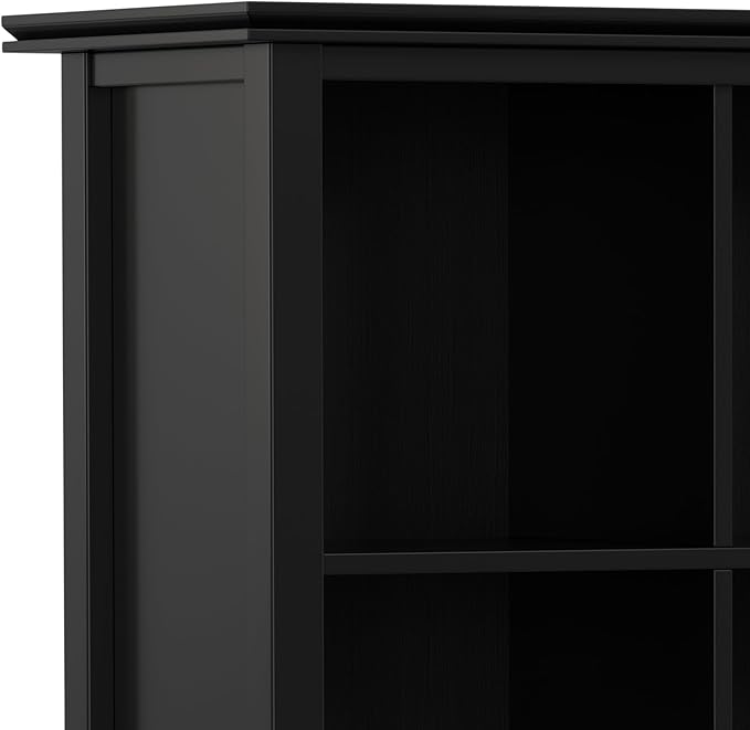 SIMPLIHOME Artisan Bookcase - 43 inch Tall 9-Cube Solid Wood Cube Organizer in Black, Transitional Storage Bookcase for Living Room, Study Room or Office with Fixed Shelves and Tapered Legs