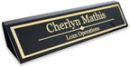 Custom Desk Wedge Name Plate - Personalized Titles and Styles (2x8 Inch, Black Piano Finish w/Name Plate)