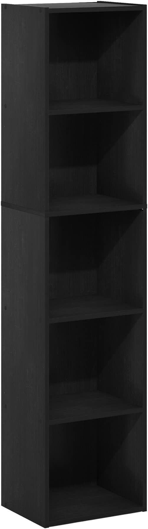 Furinno PASIR Book Shelf, 5-Tier Modern Bookshelf, Open Shelves Bookcase 9 x 12 x 52, for Living Room, Bedroom, Home Office, Blackwood