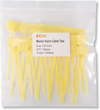 Waterproof Shipping Tags, Nylon Writable Marker Ties Luggage Identification Tags - 100pcs (Yellow)