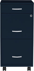 LYS SOHO Box/File/File Mobile Navy File Cabinet, 3 Drawer