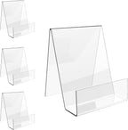 Boloyo Acrylic Book Stand with Ledge,4PC 4 Inch Clear Acrylic Display Easel Transparent Display Stand Holder Tablet Holder for Displaying Books,Magazine,Plate,Pictures,Artworks, CDs