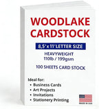 White Cardstock Printer Paper 8.5 x 11 – 100 Sheets, 110LB/199 GSM Heavyweight Thick Card Stock, For Business Cards, Invitations, Scrapbooking & Art Projects – Copy‑Paper Compatible, Made in USA