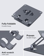 Aoviho Adjustable Tablet Stand Holder for Desk, Desktop Tablet Holder, Foldable Aluminum Tablet Mount for iPad pro 12.9, iPad Air Mini, Samsung Galaxy Tabs Z Fold Kindle Fire,4-12 inch, Grey