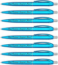 Express Pencils Personalized Ballpoint Pens - Retro -Retractable Click action - Custom - Black writing - Printed Name pens - Imprinted w/Your Logo/Message - Personalization - 12 Pens/Box (Light Blue)