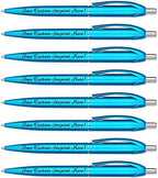 Express Pencils Personalized Ballpoint Pens - Retro -Retractable Click action - Custom - Black writing - Printed Name pens - Imprinted w/Your Logo/Message - Personalization - 12 Pens/Box (Light Blue)