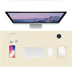 PU Leather Desk Pad Protector Gaming Mouse Pad Non Slip Desk Mat for Keyboard and Mouse Waterproof Desk Writing Pad for Office and Home Desk Accessories(Beige, 47.2 * 17.7)