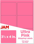 JAM PAPER Shipping Address Labels - Large - 3 1/3 x 4 - Pink - 120/Pack