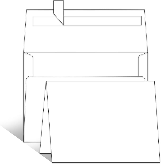 Goefun Blank White Cards with Envelopes 4 x 6 Folded Cardstock and A6 Envelopes Self Seal 100 Pack for Invitations, Wedding, DIY Greeting Postcards, Thank You Cards & All Occasion