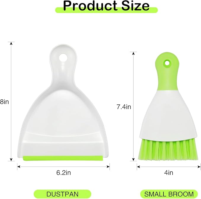 NACENA Mini Dustpan and Brush Set 2 Pack, Small Broom and Dustpan Set Dust Pan and Mini Hand Broom Dustpan and Broom Combo Compact for Home Table Keyboards Sofa Kitchen, Dark & Blue