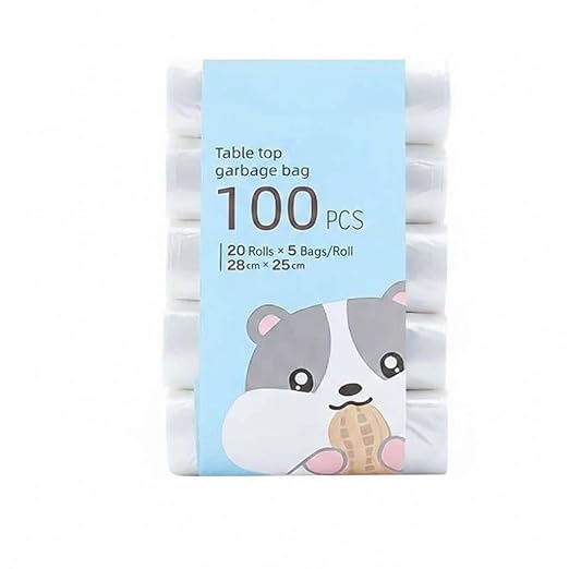 SILJIATING Mini Desktop Trash Can with Trash Bags, Small Countertop Waste Bin with Lid for Office, Skincare & Makeup Table, Tiny Aesthetic Garbage Bin for Bedside Trash Bags(100pcs/pack)