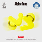 Alpine Tune Earplugs, Concert Ear Plugs for Noise Reduction, High Fidelity Music Quality, 19dB Hearing Protection with Crystal Clear Sound, Incl. 4 Sizes, For Parties, Raves, Festivals & Clubs, Yellow