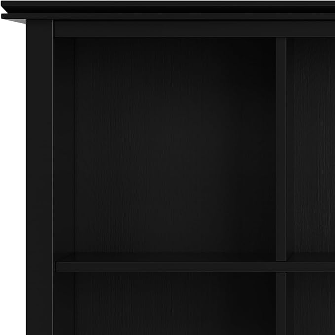 SIMPLIHOME Artisan Bookcase - 43 inch Tall 9-Cube Solid Wood Cube Organizer in Black, Transitional Storage Bookcase for Living Room, Study Room or Office with Fixed Shelves and Tapered Legs