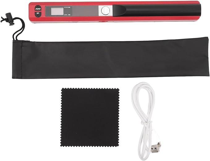 Zunate Portable A4 Handheld Scanner, 900 DPI USB Document, Photo Scanner with Offline Mode, Handheld Image Scanne for Home and Office (Red)