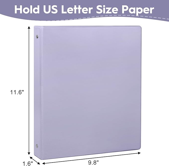 CIXILDTS 1-Inch Round Ring Binders, Standard 3 Ring Binder Fit Letter Size Paper, Presentation View Binders, 6 Packs, Assorted