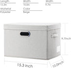 PRANDOM Collapsible Storage Bin with Lid [1-Pack] Fabric Foldable Storage Box Organizer Container Basket Cube with Cover for Home Bedroom Closet Office Nursery Beige(15.3x10x9.7)
