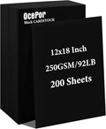 OcePor 200 Sheets Black Cardstock 12” x 18”, 92lb/250gsm Black Card Stock, Thick Card Stock Paper, Heavy Cardstock Paper for Printer, Resume, Scrapbooks, Art, Crafts, Business Cards