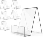 Boloyo Acrylic Book Stand with Ledge,6PC 4 Inch Clear Acrylic Display Easel Transparent Display Stand Holder Tablet Holder for Displaying Books,Magazine,Plate,Pictures,Artworks, CDs