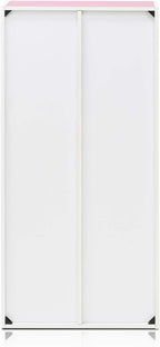 Furinno LUDER Book Shelf, 7-Cube Bookshelf, Bookcase, 9.4 x 19.5 x 41.7, for Living Room, Bedroom, Home Office, White/Pink