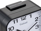 Tinload Small Battery Analog Alarm Clock Silent Non Ticking, Ascending Beep Sounds, Snooze,Light Functions (Black-B)