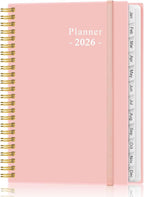 2026 Planner - Planner 2026 from January 2026 - December 2026, Weekly & Monthly Planner Spiral Bound with 12 Monthly Tabs, Inner Pocket, 6.4" x 8.5", Pink-E