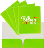 JAM PAPER Custom Printed Semi-Gloss Folders with Round Corner Pockets - Personalized Logo & Text - 12pt C1S - Lime Green - 250/Pack
