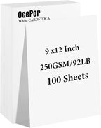 OcePor 100 Sheets White Cardstock 9” x 12”, 92lb/250gsm Black Card Stock, Thick Card Stock Paper, Heavy Cardstock Paper for Printer, Resume, Scrapbooks, Art, Crafts, Business Cards