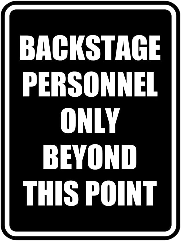 Portrait Round Backstage Personnel Only Beyond This Point Door or Wall Sign Easy Installation | Music | Concert | Festivals Sign (Black) - Small