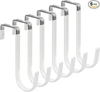 FYY Over the Door Hooks, 6 Pack Door Hangers Hooks with Rubber Prevent Scratches Heavy Duty Organizer Hooks for Living Room, Bathroom, Bedroom, Kitchen Hanging Clothes, Towels, Hats, Coats, Bags White