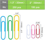 Vinaco Paper Clips Colorful, 400PCS Medium and Jumbo（1.3 inch & 2 inch） Paper Clips, Durable and Rustproof, Coated Large Paperclips Great for Office School Document Organizing (Multicolored)