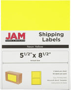 JAM PAPER Shipping Labels - Half Page - 5 1/2 x 8 1/2 - Neon Yellow - 50/Pack