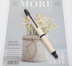 JINHAO 20 Press Fountain Pen, Retractable Capless Resin Pen with Ink Converter (F Nib 0.5mm, Ivory White - Black Clip)