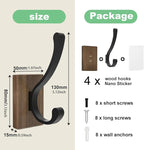 bussdis Wood Wall Hooks for Hanging - 4 Pack Hooks Wall Mounted, Wooden Rustic Farmhouse Heavy Duty Towel Hooks, Hooks for Coats, Towel, Hat, Keys, Purse, Bag and Robe