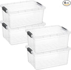 Superio Storage Bins with Lids, Clear Plastic Containers for Organizing, Stackable Totes, BPA Free, Odor Free, Organizer Boxes for Home, and Dorm (4 Pack, 36 Qt)