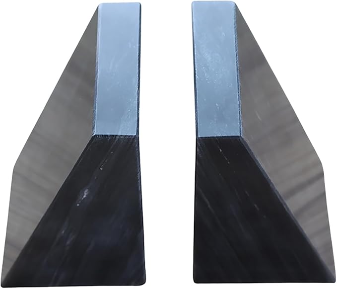Fox Run 100% Natural Polished Marble Bookends, Black, Set of 2, Smaller Triangular