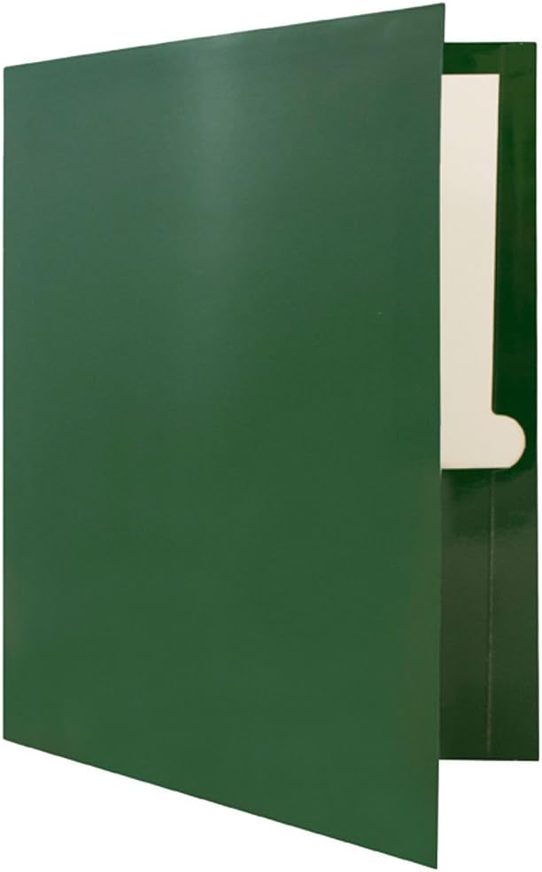 JAM PAPER Laminated Two Pocket Glossy School Folders - Letter Size - High Gloss Green - Bulk 25/Pack