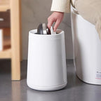 YOJIA 2.6 Gallon Bedroom Trash Can with tainless Steel Lid,Business Trash Bin，Elegant Garbage Can,White Waste Basket， for Bathroom itchen Living Room Office Hotel Cafe