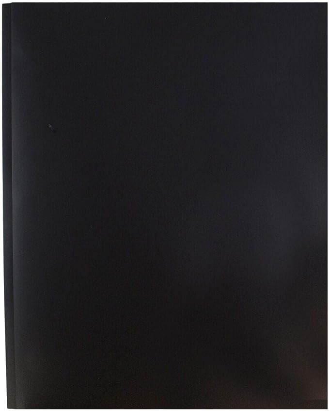 JAM PAPER Plastic Color Pop Folders - 2 Pocket Durable Folders with Metal Prongs Fastener Clasps - Black - 3/Pack