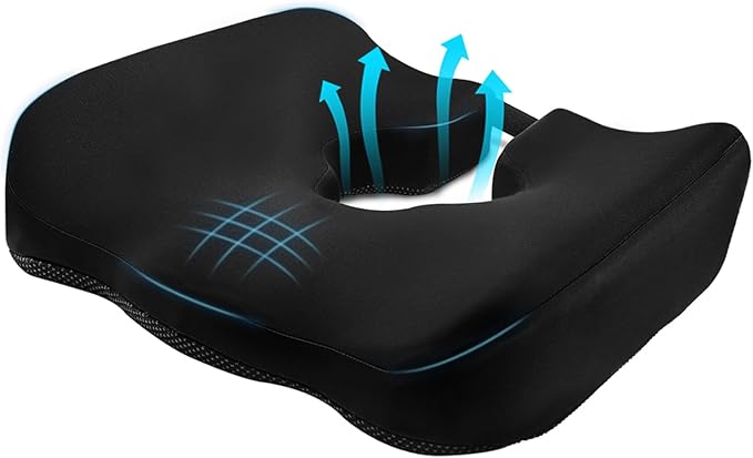 Adjustable Wheelchair Cushions for Tailbone Pain Relief Cushion, Pressure Relief Wheelchair Cushion, Donut Pillow for Hemorrhoids, Bedsores, Prostate, Tail Vertebrae，Sedentary Wheelchair (Black)