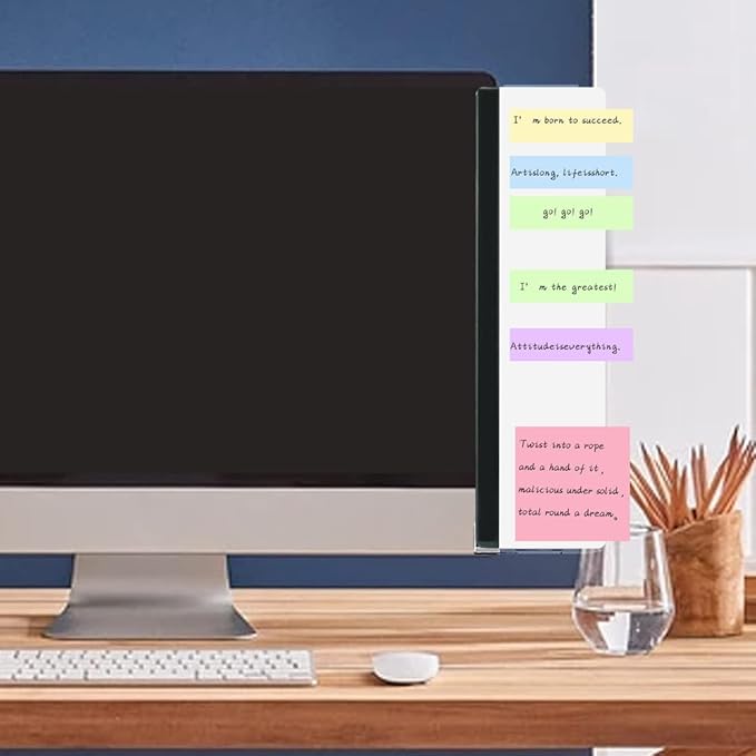 Monitor Memo Board 2Pcs Office Desk Accessories Computer Monitor Sticky Note Holder for Computer Screen Acrylic Desktop Memo Board for Women Men Home Office